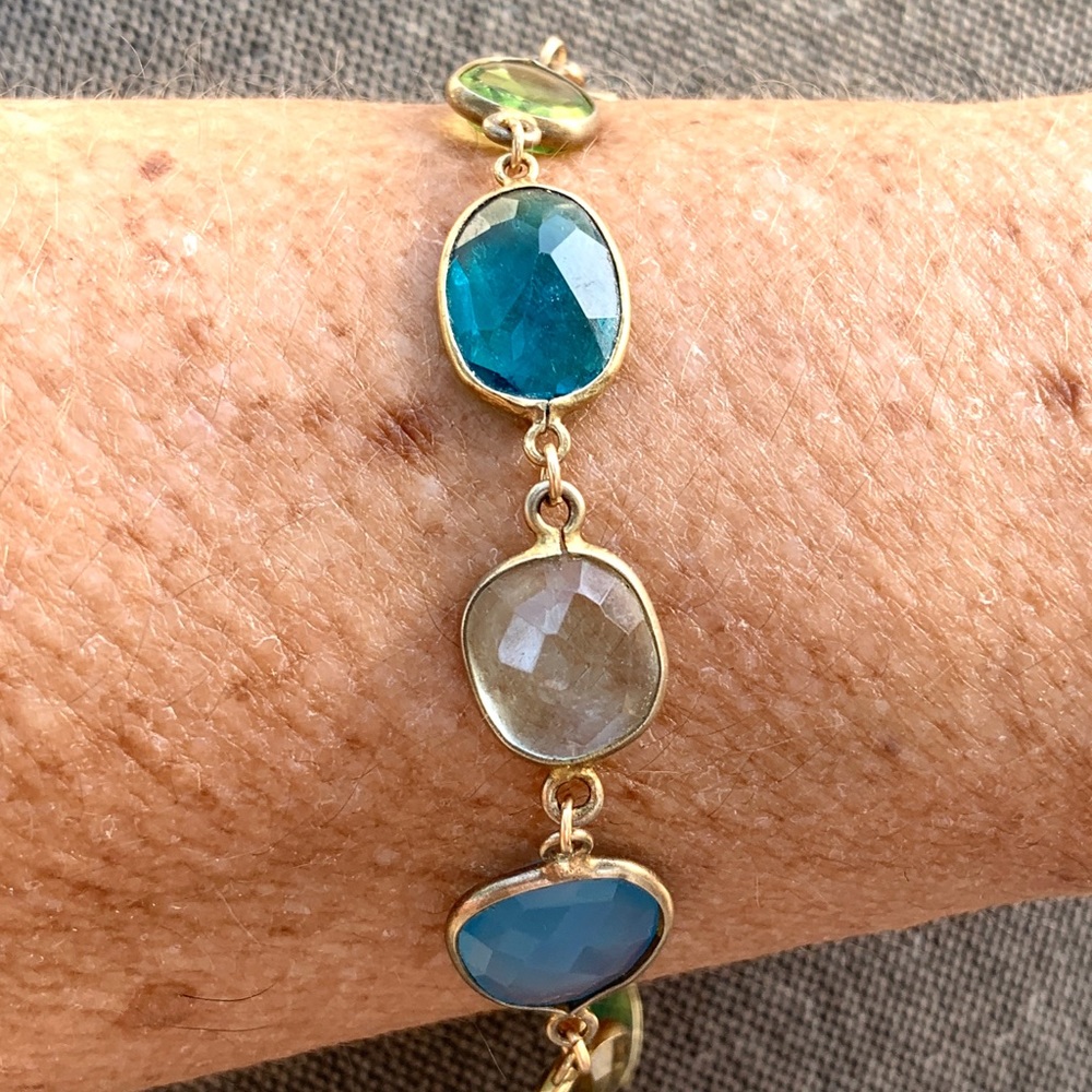 Multi Gemstone Bezel Bracelet - image 2